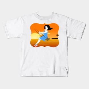 a girl on a swing Kids T-Shirt